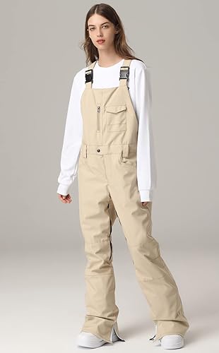 Miniatura 8 de SEARIPE Overol tipo biberos de nieve de invierno, impermeables, pantalones de snowboard ajustables para exteriores, pantalones de snowboard para