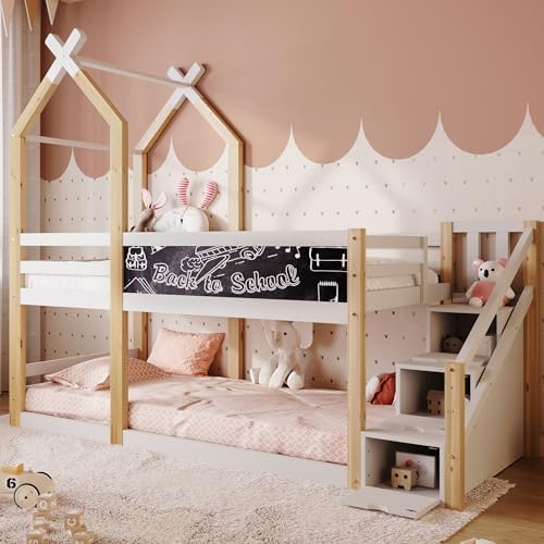 Kinder Hochbett Baumhaus Mit Schublade - 90x200 Cm Mit Rausfallschutz Und Lattenrosten