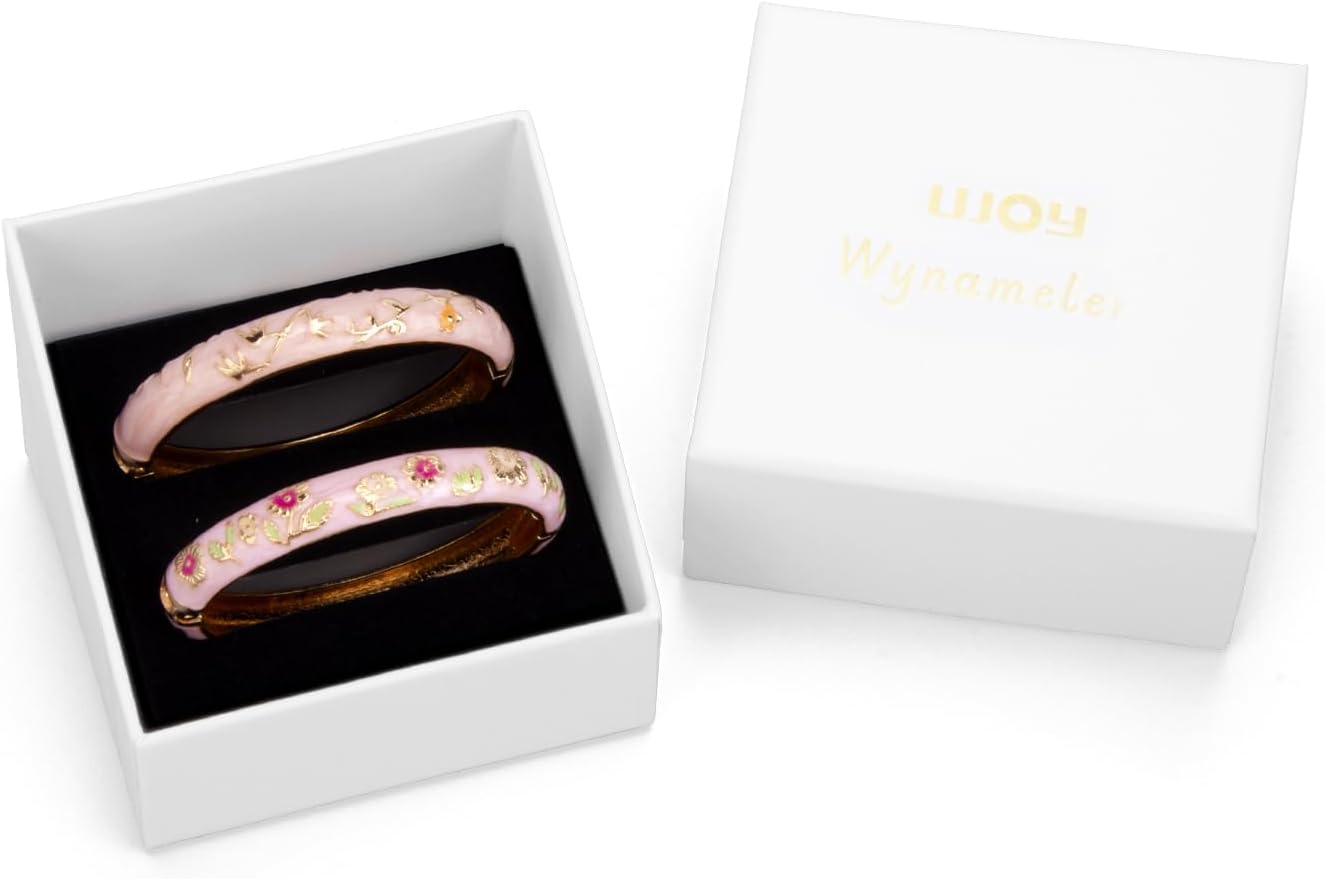 UJOY Bangles Bracelets Gorgeous Enameled Flower Cloisonne Plated Indian Jewelry Sets Box for Womens Gift - Image 6