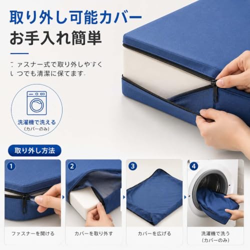 折りたたみマットレス 昼寝マット ごろ寝マット 高反発フォーム 3つ折り敷き布団 コンパクト収納 洗えるカバー付き 車中泊 客室 オフィス休憩用 (薄灰 10cm 厚,幅60cm×長さ150cm) [5]