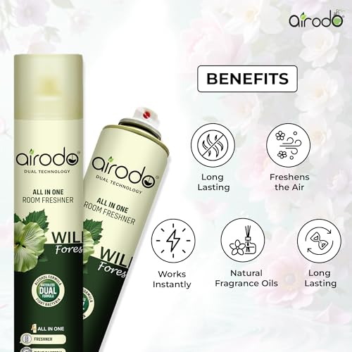 Image of AIRODO Room Freshner| With Wild Forest Fragrance| Last Long Fragrance| For Bedroom, Workplaces, Bathroom| With Waterless Dual Formula| Preservative-free| Germ Protection properties|