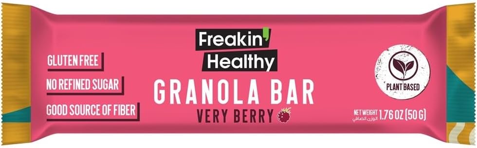 Freakin healthy very berry granola bar 50g - Energy Booster Snack, Plant Based Ingredients