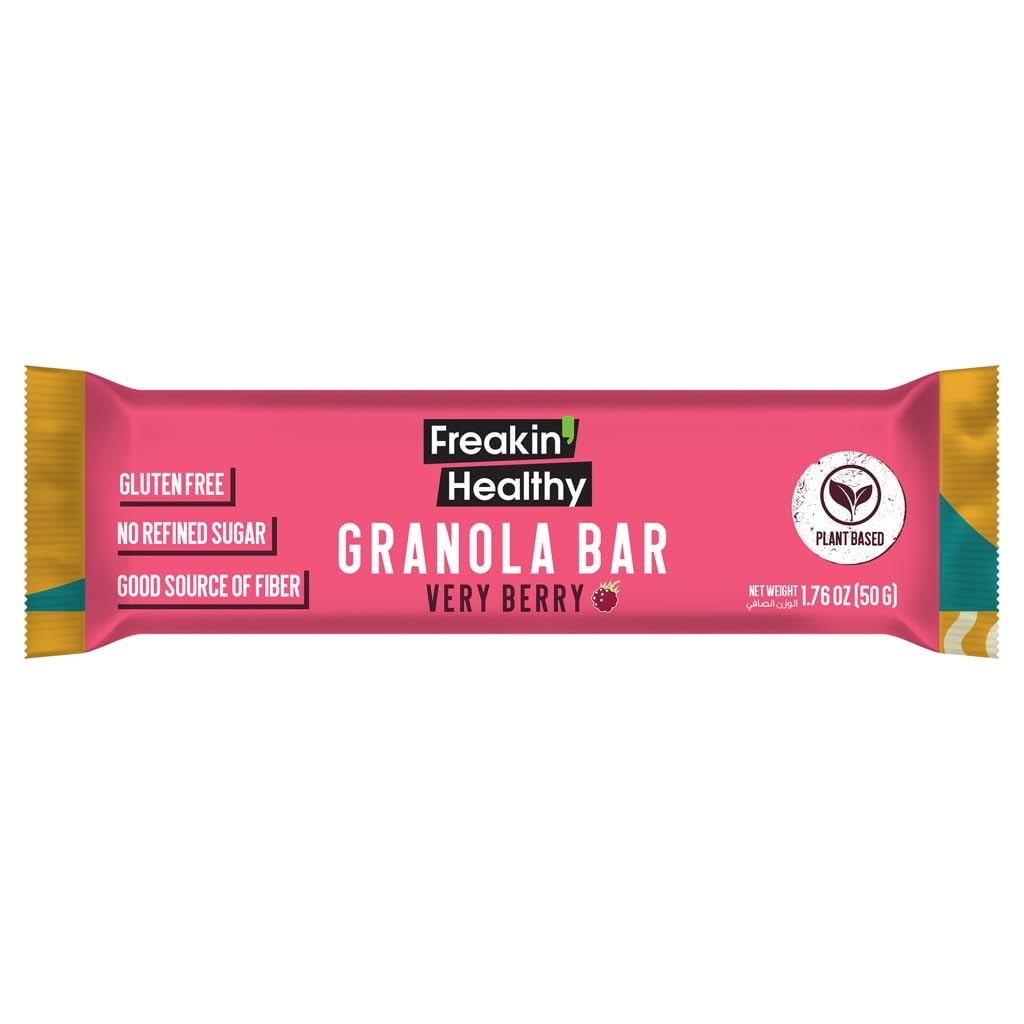 Freakin healthy very berry granola bar 50g - Energy Booster Snack, Plant Based Ingredients