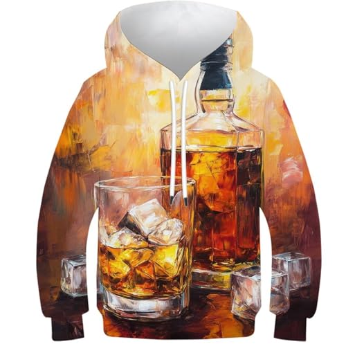 Sweat à capuche Whiskey & Ice pour enfants 9-11 ans style streetwear décontracté
