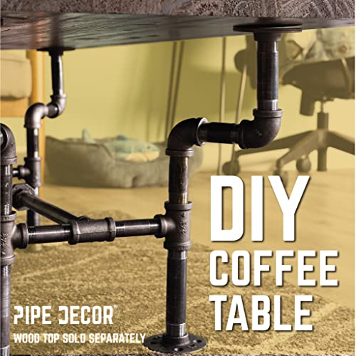 Industrial Pipe Decor Coffee Table Leg Set, Rustic Living Room Office Table Base Kit, Dark Grey/Black Rough Pipes Vintage Furniture Unfinished Steel Metal Heavyweight Construction, Streetlights Design #TOP5