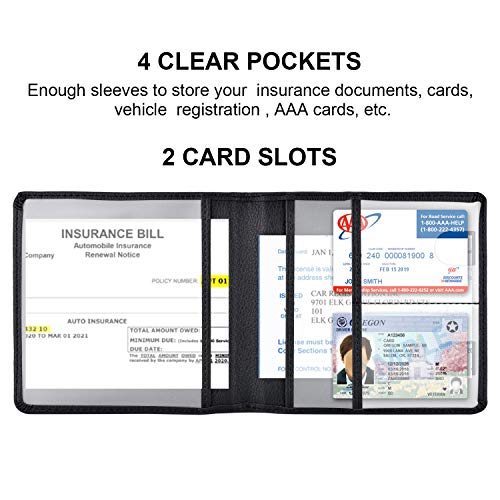 Cacturism Car Registration and Insurance Holder, Vehicle Glove Box Car Organizer Men Women Wallet Accessories Case for Cards, Essential Document, Driver License, Black - Thumbnail 3
