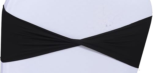 Vista 113 de MDS - Paquete de 25 bandas elásticas de elastano para silla sin hebilla, para decoración de bodas y eventos, color berenjena Berenjena,Azul