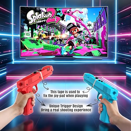 Gun for Switch/Switch OLED Controller[2 Pack],Game Gun Hand Grip Motion Controller Shooting Games,House of The Dead and Big Buck Hunter Arcade for Nintendo Switch Shooter Hunting Games(Blue+Red)