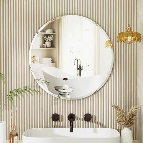 Antok Round Frameless Bathroom Mirror, 20 Inch Circle Mirror for Bathroom, Frameless Vanity Mirrors for Bedroom, Entryway, Living Room Cover
