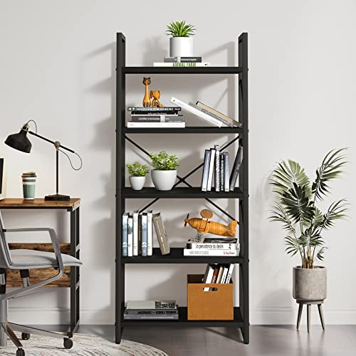 Yitahome 5 Tiers Bookshelf, Artsy Modern Bookcase, Book Rack, Storage Rack Shelves Books Holder Organizer For Books/Movies In Living Room/Home/Office - Black (Ftofbc-0015) #TOP4