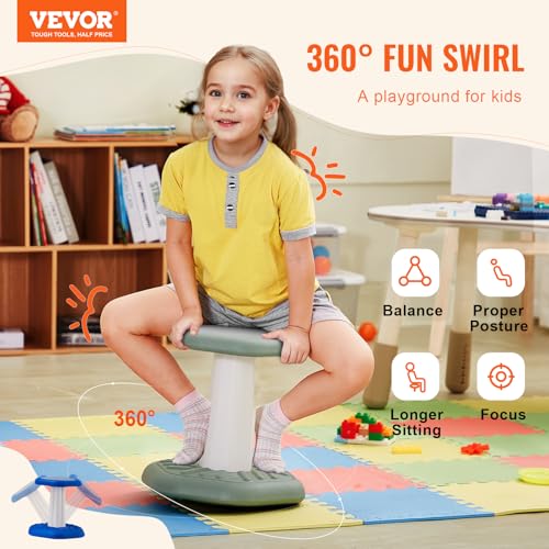Image of VEVOR Kids Wobble Chair Active Chair with Sponge Cushion, Wobble Stool Improves Focus, Posture and Calm Children, Ideal for Schools and Preschools, Age 3-7, Green
