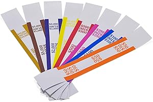 L LIKED 400 Assorted-Color Self-Sealing Dong Currency Straps for Money Bundles and Bill Wrappers