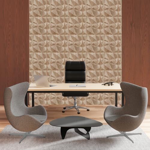 Image of Kayra Decor Wall Panels for Bedroom PVC Diamond Design, Beech Wood Color 19.7 inch X 19.7 inch (Pack of 12) - Covers 32.34 Sq. Ft.