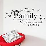 Ussore Wall Sticker Family Flower Butterfly Art Vinyl Quote Art For Kids Home Living Room House Bedroom Bathroom Kitchen Office Home Decoration