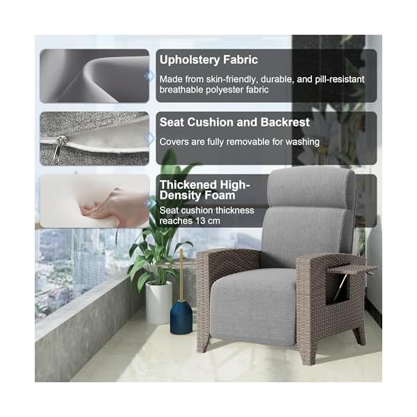 Patioco Rattan Relaxsessel mit Liegefunktion und Tisch