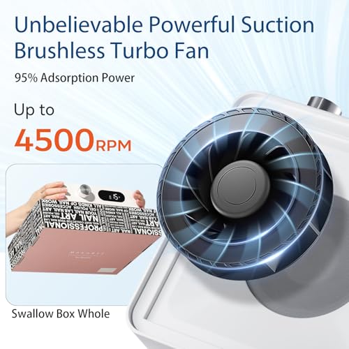 Image of Makartt Nail Dust Collector - Brushless Cordless Dust Collector Nail Tech with 133CFM Strong Suction, LCD & 4H Battery, Portable Quiet Dust Extractor Vacuum for Acrylic Gel Dip Powder, DACCAL
