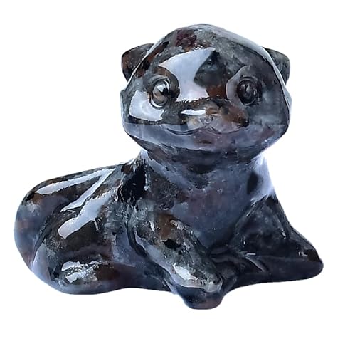 WUYOUSHI Flame Stone Otter Figurine - Hand Carved Healing Crystal Otter Statue, Lucky Gemstone Sculpture for Home Office Desk Decor, Spiritual Gift for Animal Lovers & Nature Enthusiasts