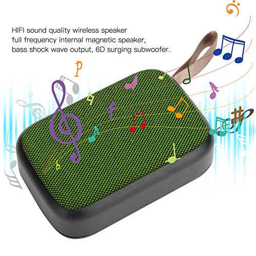 Bluetooth4.2 Speaker, HiFi Sound Wireless Stereo Subwoofer Portable USB Mini Music Player, with FM Radio, Hands Free Calls, for Indoor, Outdoor (Green)