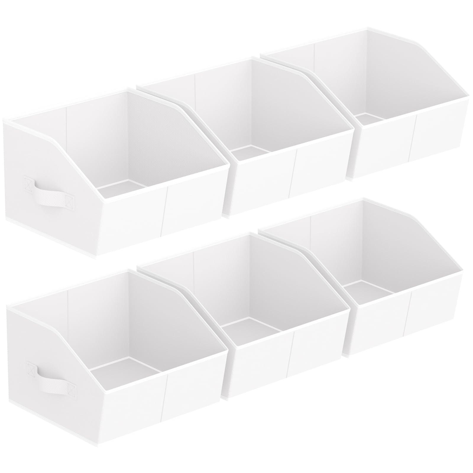 Homsorout Storage Bins for Shelves - Small Trapezoid Closet Shelf Organizer, Fabric Organization Bins with Handles, Storage Baskets for Clothes, Towel, Purse, 6 Pack, White