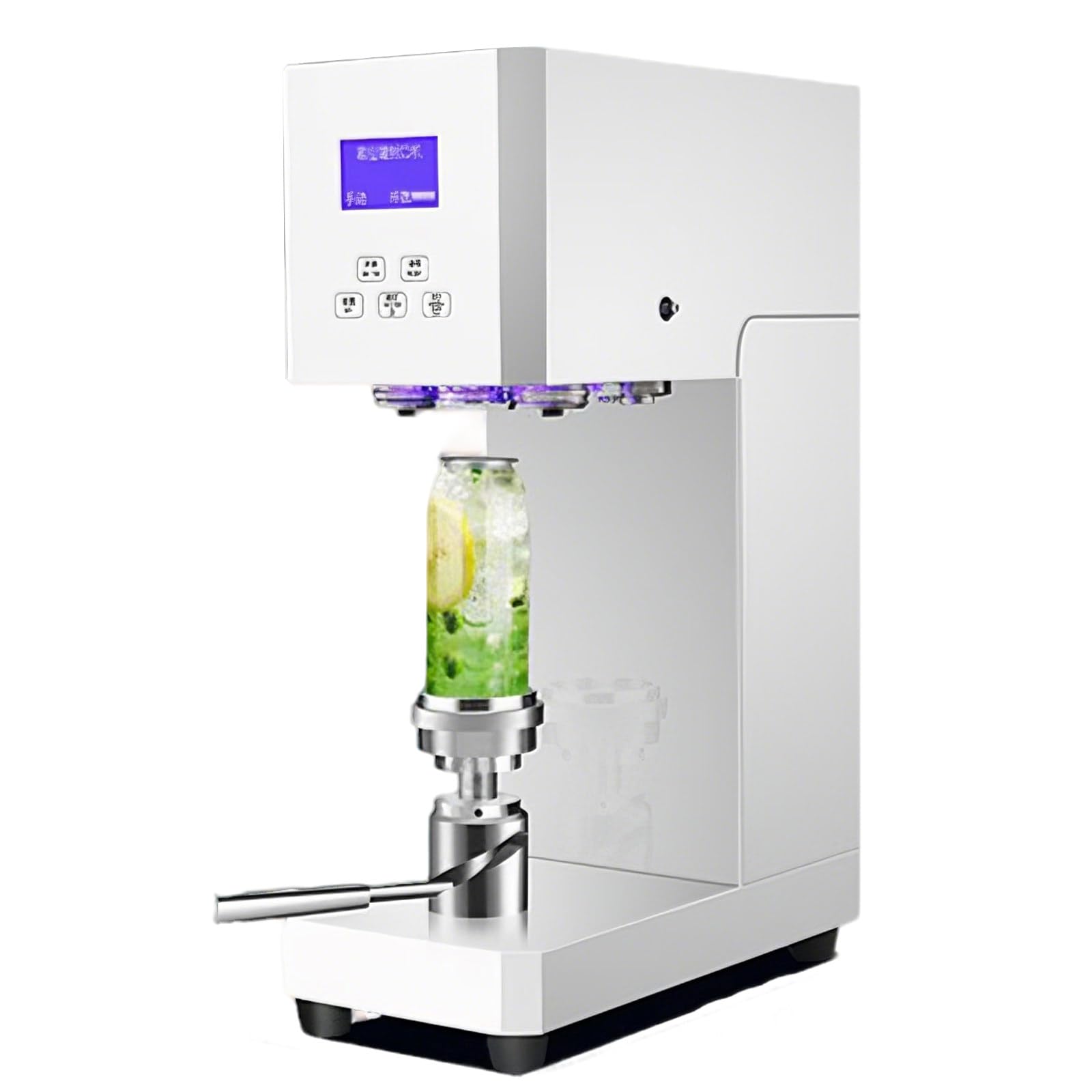 XUFWANYE Tabletop Can Sealer 370W, Compact Electric Beverage Sealing Machine with LED Display & Smart Counter, Seals Aluminum/Plastic Cans in 4-6 Sec, Great for Small Cafes & Home Use White