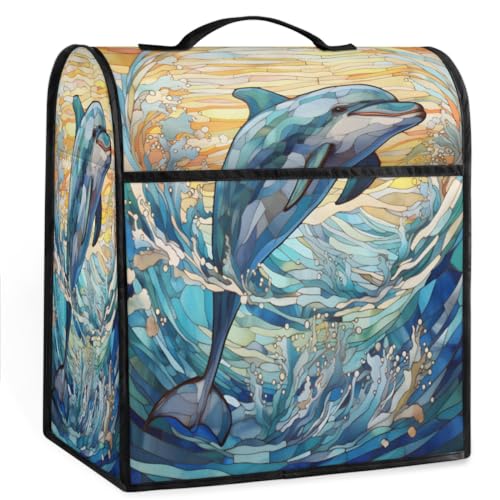 Coffee Maker Cover Ocean Dolphin Kitchen Appliance Covers Small Appliance Covers Blender Cover Juicer Cover Dust Covers for Kitchen Appliances with Top Handle and Pockets,Washable,B88