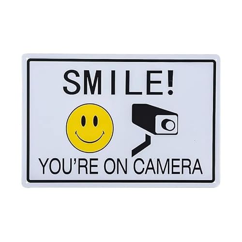 Warning Smile You're On Camera Metal Tin Sign Retro Vintage Plaque