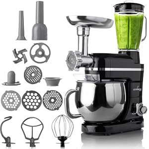 LEHMANN – LEHMANN Küchenmaschine 3 in 1 mit Fleischwolf & Glasmixer 1,