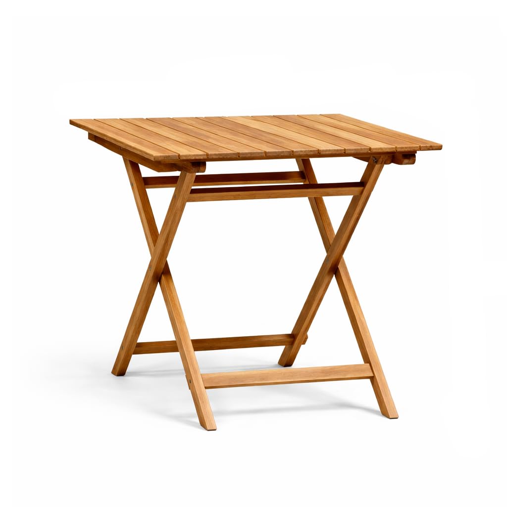 Tavolo Pieghevole Burraco 80×80 cm in Teak | Tavolo Salvaspazio da Giardino per 4 persone | Certificato FSC