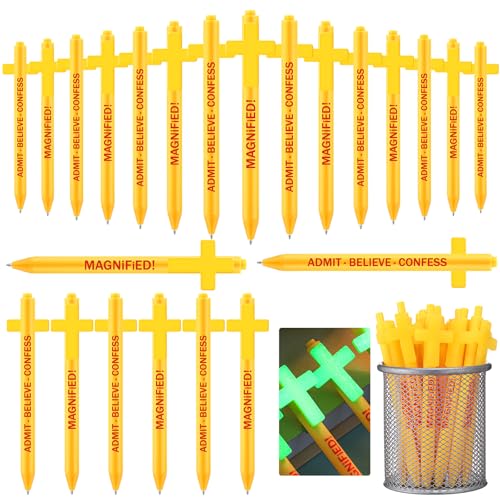 AmazingSpark 50 Pieces Christian Cross Pens Bible Verse Decorative Religious Ballpoint Pens Bulk for VBS 2025 Events Activities Christian Church Party Gifts