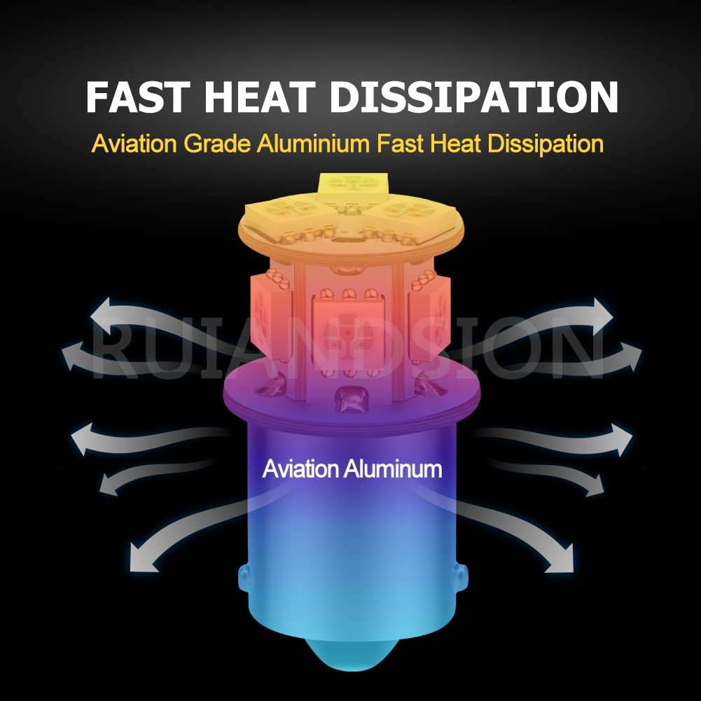 Ruiandsion 2pcs 1156 7506 BA15S LED Bulb 6V Super Bright 5050 8SMD Chipset LED Replacement Bulb for Reverse Light Turn Signal Light Tail Light,Non-polarity (Red)