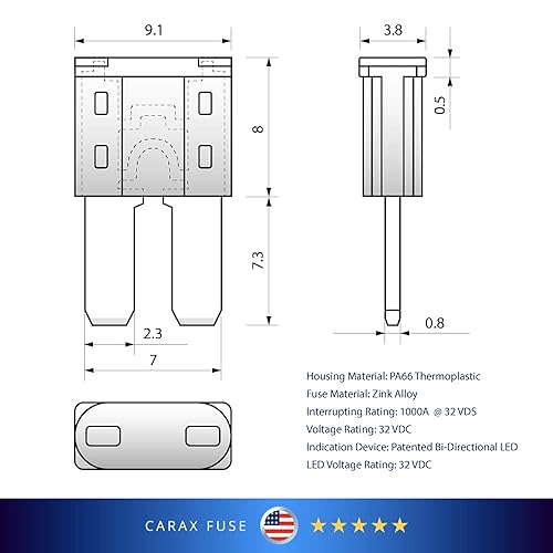 Miniatura 15 de CARAX Fusible incandescente – Fusible premium estándar/hoja regular ATC/ATO/ATS – 50 piezas – Kit surtido – Fusible automotriz LED resplandor al