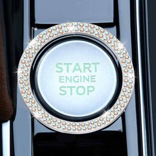image for LivTee 2 PCS Crystal Double Rhinestone Car Engine Start Stop Decoratio