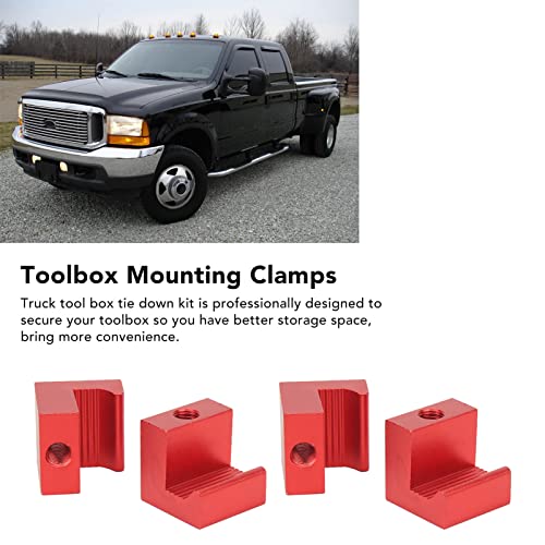 Aramox Tool Box J Hook, 4PCS Pickup Truck Tool Box Tie Down J Hooks Mounting Kit Aluminium Stainless Steel Universal Parts (Red) by Aramox - Used condition - Image 5
