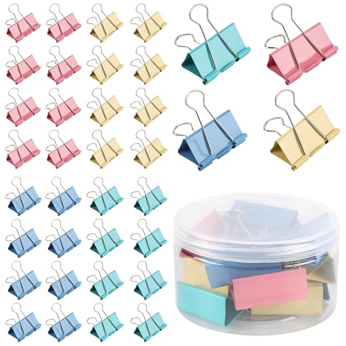 Pinces à reliure 51 mm métal coloré lot de 48 fournitures maison bureau cuisine
