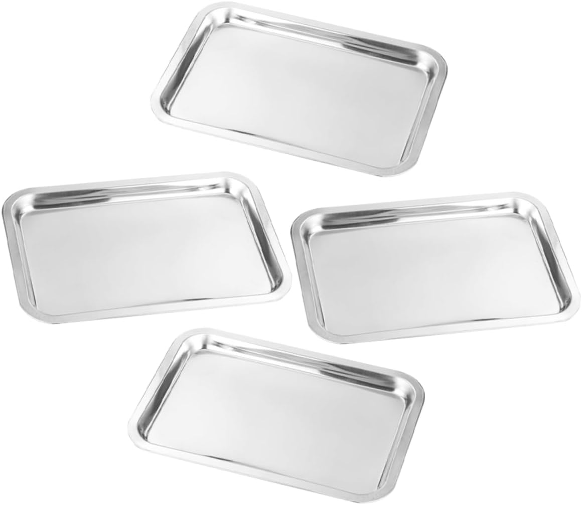 4pcs Stainless Steel Boys and Girls Plates Boy Girl Dish Lunch Plates Food Holder Home