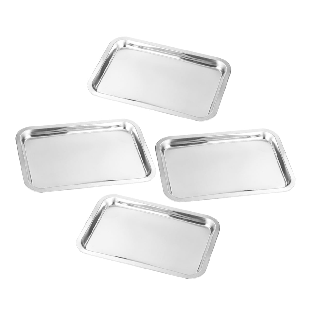 MUCKLILY 4Pcs Stainless Steel Plates Metal Food Dishes for Self Feeding Outdoor Picnics and Camping Easy to Clean and Dishwasher Safe