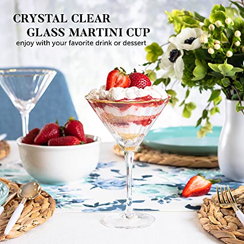 Hand Blown Martini Glasses – 24K Gold Rim - Set Of 2 Cocktail Glasses And Gold-Plated Olive Picks – Lead-Free Crystal Bar Cart Accessories For Entertaining And Gifting By Lumi & Numi, 10 Oz. #TOP3