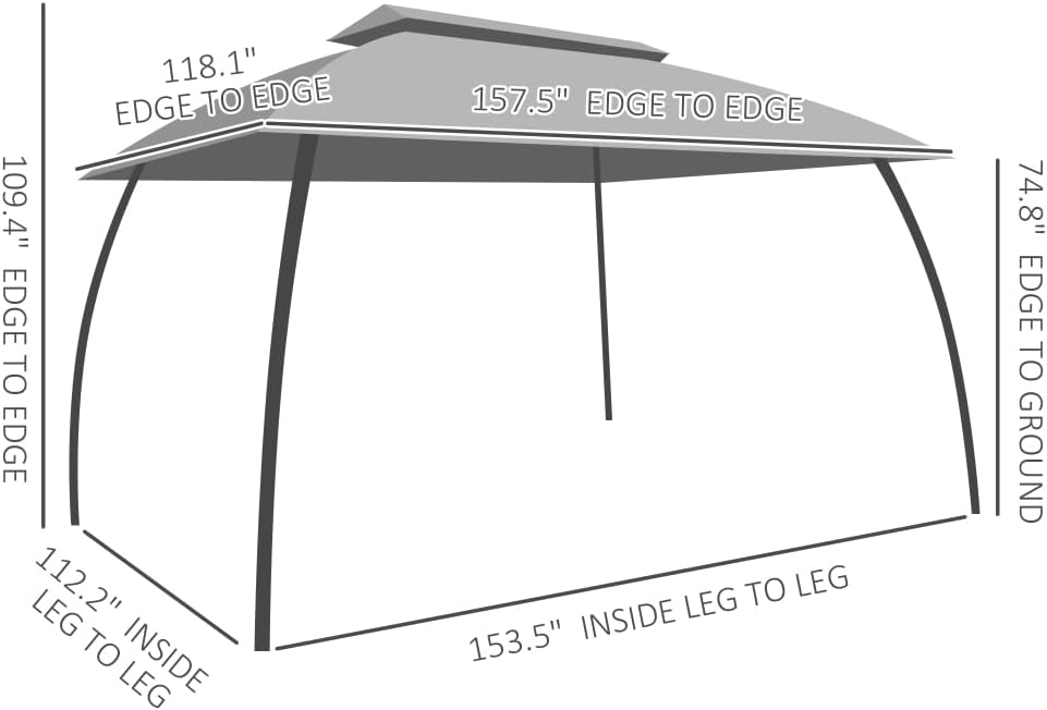 Patio Gazebo Canopy Shelter with Mosquito Netting and Vented Roof for Backyard Garden Use