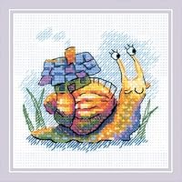 Riolis Kreuzstich Stickpackung Kleine Schnecke, Zählmuster, 15x15cm