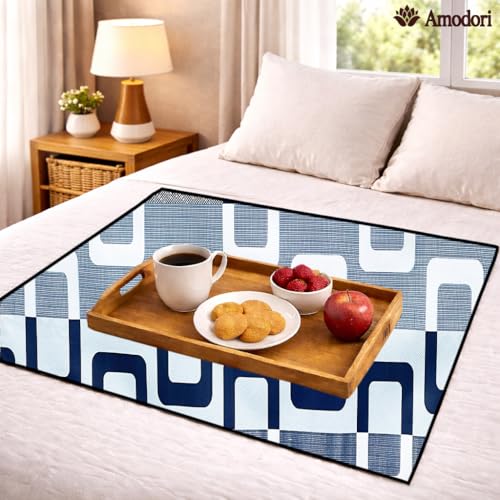 Image of Waterproof Bed Server Mat /Food Mat /Bedsheet Protector | Reversible | 2-Layer Heavy Material | Multi-Purpose Place Mat (Colour & Print May Vary) (geometric-16)