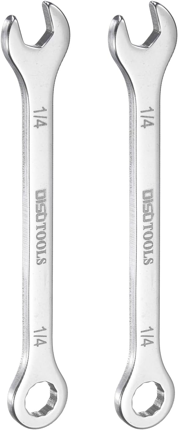 HARFINGTON 2pcs Thin Combination Wrench 5/16" 30Cr13 Stainless Steel Quenching Polish Mini Combination Spanner with Offset 12-Point Box End and 15° Angled Open End for Auto Repairs