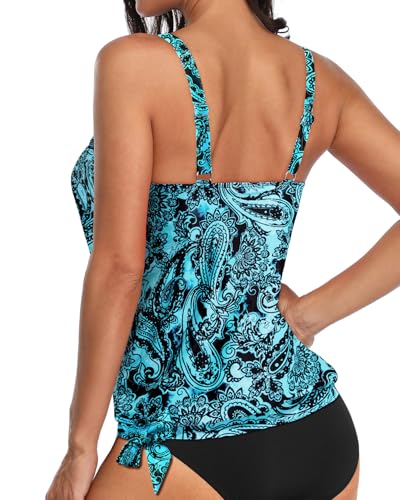 Image of Yonique Womens Blouson Tankini Top Only Loose Fit Swim Top No Bottom Modest Swimsuit
