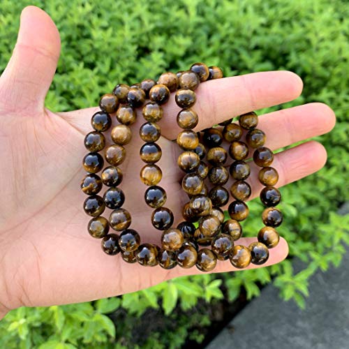 Adabele Real Natural Golden Yellow Tiger's Eye Bracelet 7.5 Inch Stretch Gemstone Beaded Bracelet Chakras Healing Crystal Stone Jewelry Energy Quartz Rock Gb8-B26 #TOP4