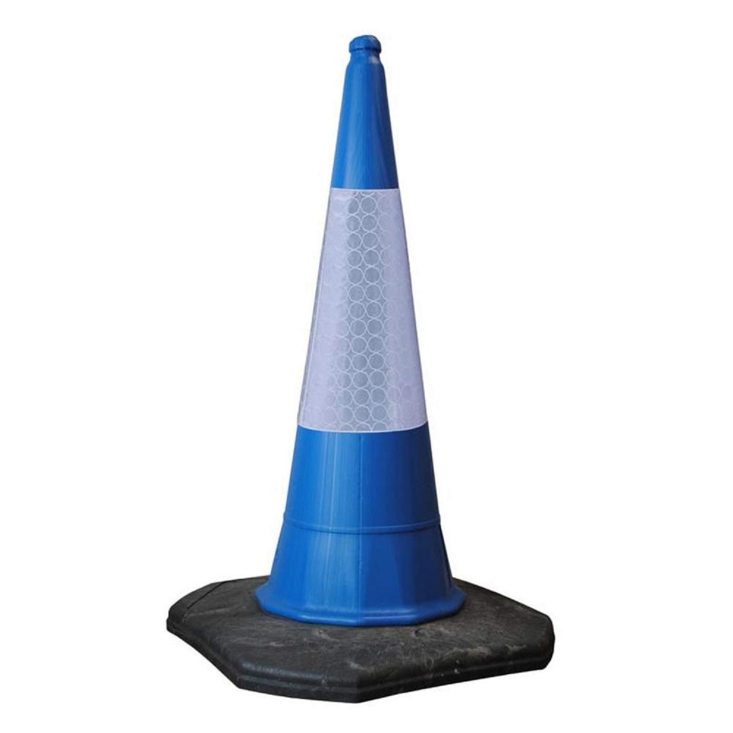 1M Traffic Safety Cone Blue Starlite Reflective Sleeve Kite Marked Recycled Base Hazard Warning Highly Visible Starlite Heavy Duty Safety Cone