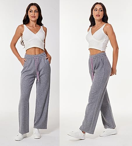 heipeiwa Women's Knit Cashmere Wool Blend Rib Wide Leg Flowy Fall Winter Thermal Sweater Pants Trouser4