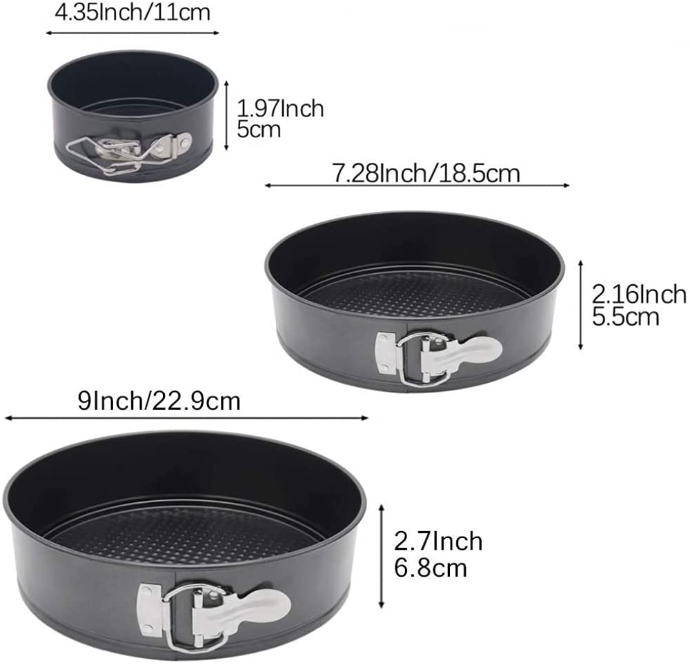 Lose Abnehmbare Gläser, Edelstahl-beschichtete, Verstellbare, Runde Kuchenformoberteile (4 + 7 + 9 Zoll (3 Pack))