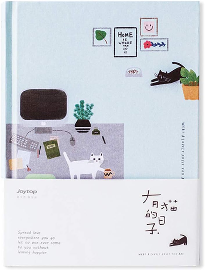 Cute Cat Planner Color Pages Notebook Journal Sketchbook Kawaii Agenda Diary Book Office Supplies for Boys Girls (Green)