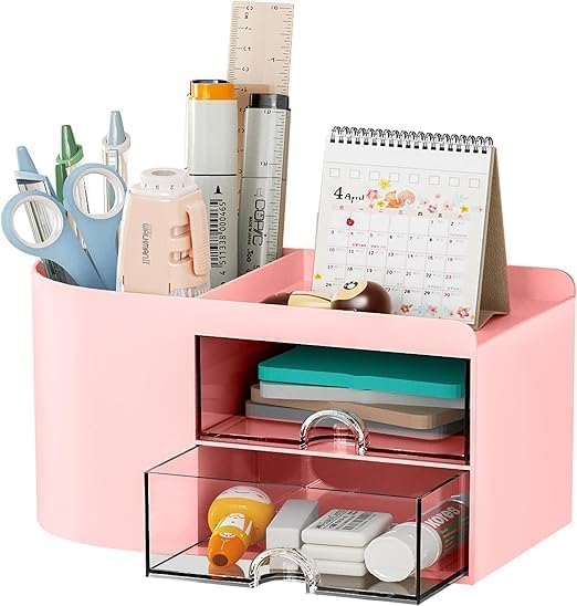 Desk Organizer with 2 Drawers JBL021 | Multipurpose Desktop Storage Organizer | Stationery, Office Supplies & Accessories Holder | Home, Office & Study Table Organizer | Durable Desk Organizer-image-4