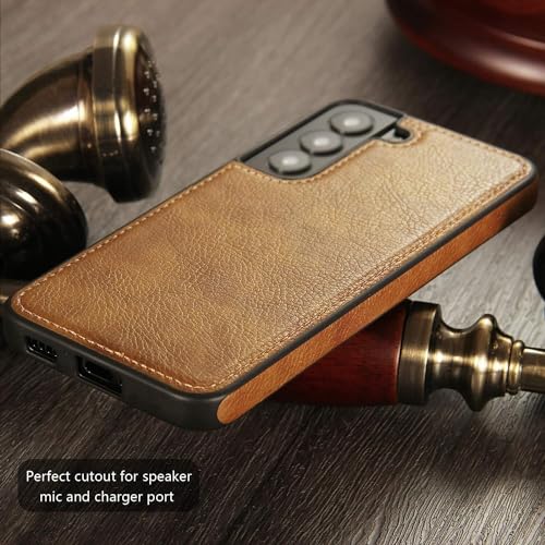 Image of MOBILOVE PU Leather Flexible Shockproof Design Back Case Cover for | Samsung Galaxy S22 5G (Brown)