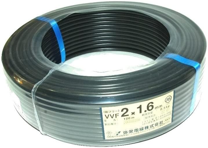 Amazon.co.jp: 弥栄電線 VVF(VA)1.6mm×2芯 黒 【100m巻】 : 産業 